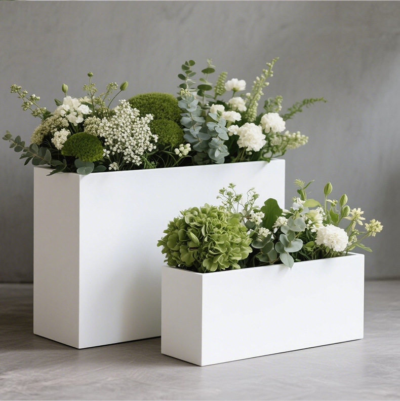 Outdoor Stainless Steel Flower Box Balcony Finished Flower Trough Commercial Street Iron Flower Bed Courtyard Partition Outdoor Flower Pot
