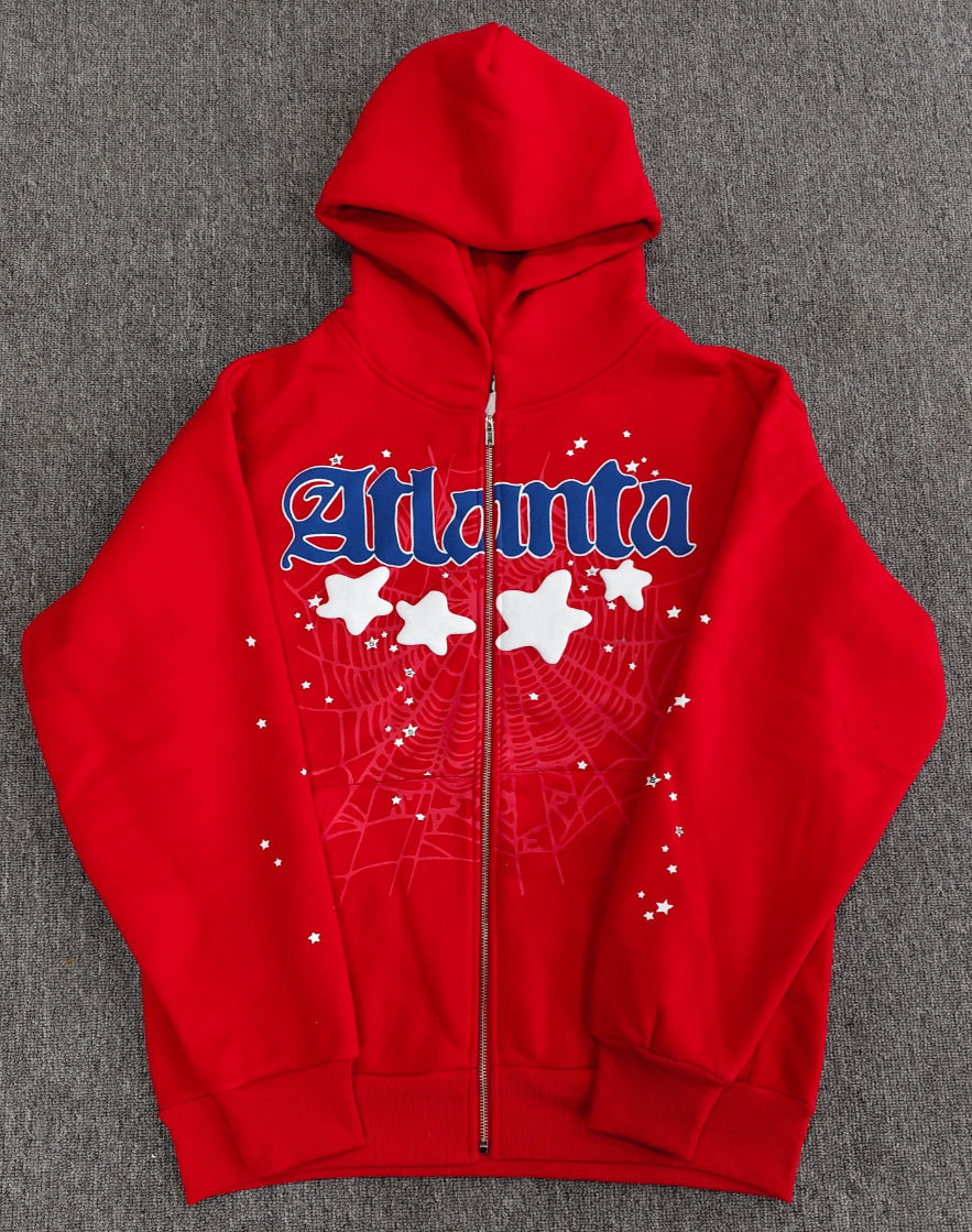 跨境爆款连帽衫555555美潮街头重磅宽松Sp5der卫衣卫裤男套装现货