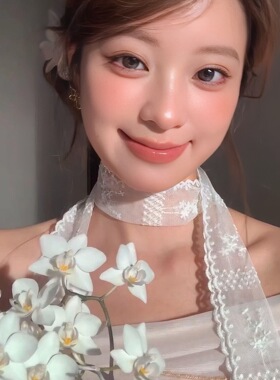 白色花朵蕾丝丝巾系脖丝带围脖脖子配饰春夏新款氛围感2025新款女