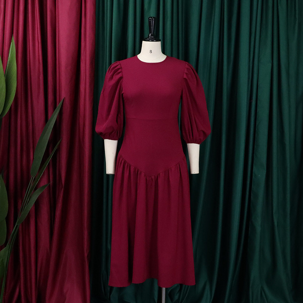 Plus Size Fashion Dress Ruffled Design Puff Sleeves Trendy Style Suitable for Casual Occasions Wholesale Available