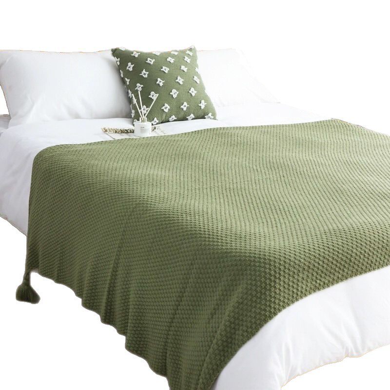 Wabi-Sabi Vintage Style Bed End Blanket, Bed End Towel, Blanket, Bed Towel, Cover Blanket, Bed Flag for Guesthouses, Hotels, Inns, Coffee Color, Brown