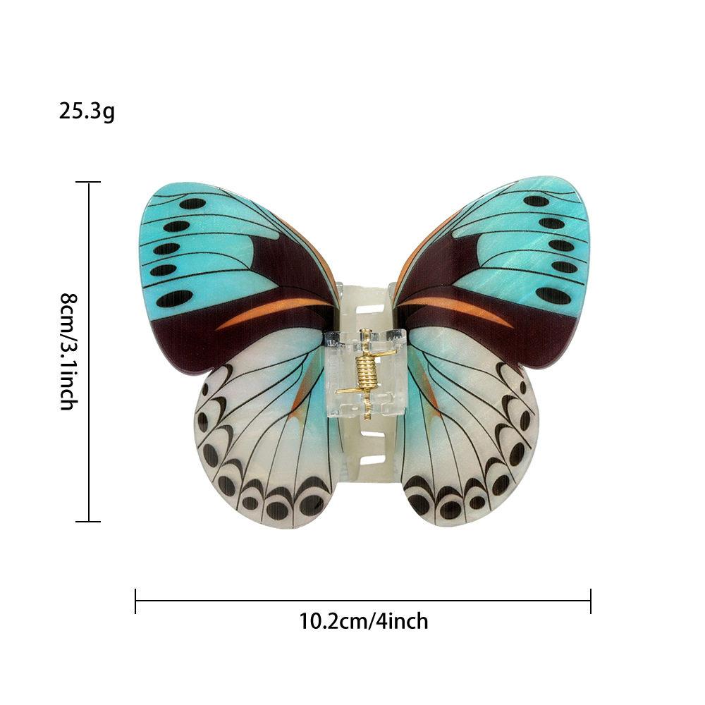 跨境超好看仿镇蝴蝶抓夹女高级感半扎发醋酸发夹后脑勺鲨鱼夹头饰