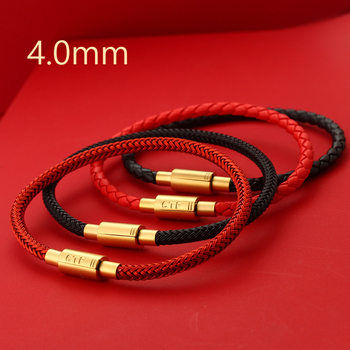 4mm steel wire bracelet leather rope braided red rope stainless steel Zhoujia CTF hand rope semi-finished products can wear hard gold transfer beads