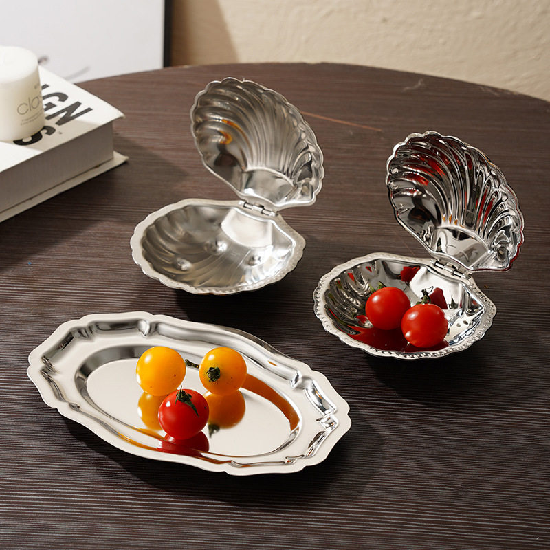 304 Stainless Steel Oval Lace Plate Russian Food Snack Dessert Plate Fruit Plate Fine Cake Tray