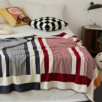 New Nordic Class A Striped Knitted Blanket Vintage Lines Air Conditioning Lunch Break Blanket Office Shawl Blanket Stina
