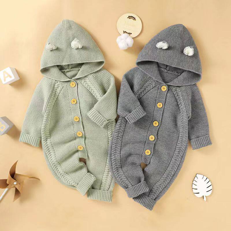 Baby knitted jumpsuit newborn male and female baby sweater, cute and warm crawling suit 016