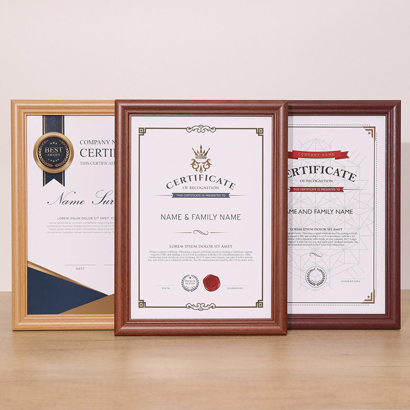 Business License Certificate Photo Frame A4 Frame Tax Registration Document Frame A3 Certificate Authorization Letter Outer Frame Photo Frame Wooden