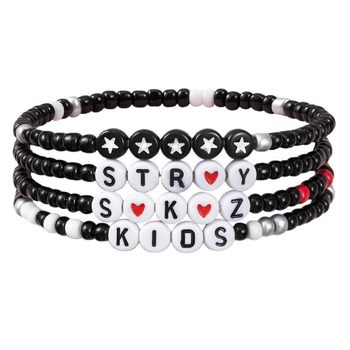 European and American Hot Selling·Acrylic Letter Bracelet Set Star Black and White Gray Beaded Bracelet Stray Letter Heart