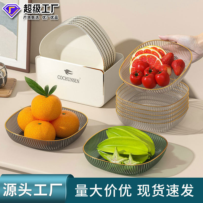 Light Luxury Simple Transparent PET Tableware Bone Spitting Dish Household Living Room Kitchen Square snack Dish Fruit Plate Dish