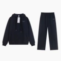 Navy blue hoodie & straight-leg pants set (silver label)