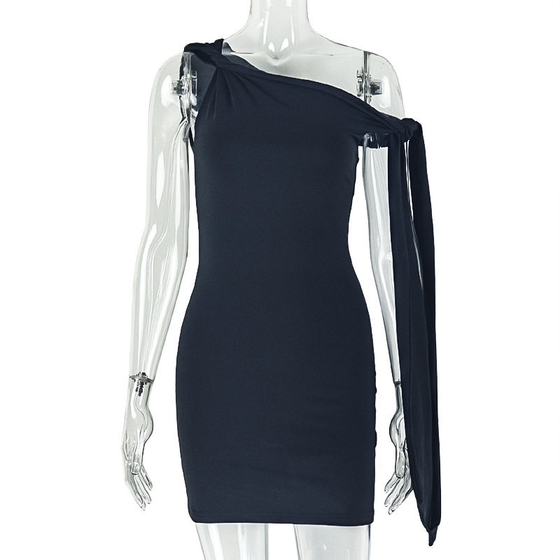 Fashionable Solid Color Ruched Bodycon Dress Off Shoulder Tie Detail Casual Style Perfect for Daily Wear OEM