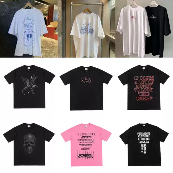 Cross-border American streetwear VTM/Weitemeng Summer New Signature Letter Print Loose Short Sleeve T-Shirt Unisex Trendy