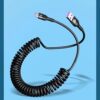Super fast charging spring Type-C data line car telescopic 6A charging line for Apple Huawei motorcycle line
