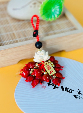 原皮菩提子钥匙扣绳手机挂件佛珠手串福袋多文玩莲花手链民族风