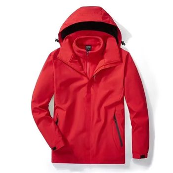 Group Purchase New Year's Red Three-In-One Jacket, Women's Windproof and Warm Jacket, Men's Jacket Two-Piece Set, Couple's Jacket