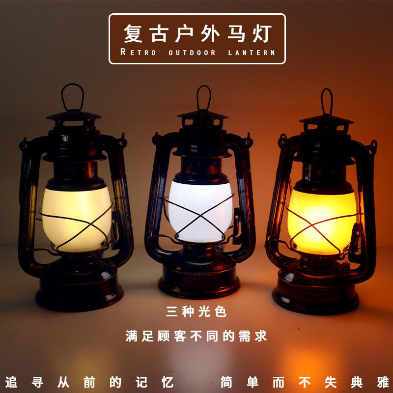 Camping Lamp, Camping Lamp, Retro Horse Lantern, Ambient Lamp, Portable Lamp, Tent Lamp, Rechargeable Kerosene Lamp, Solar Outdoor Lamp