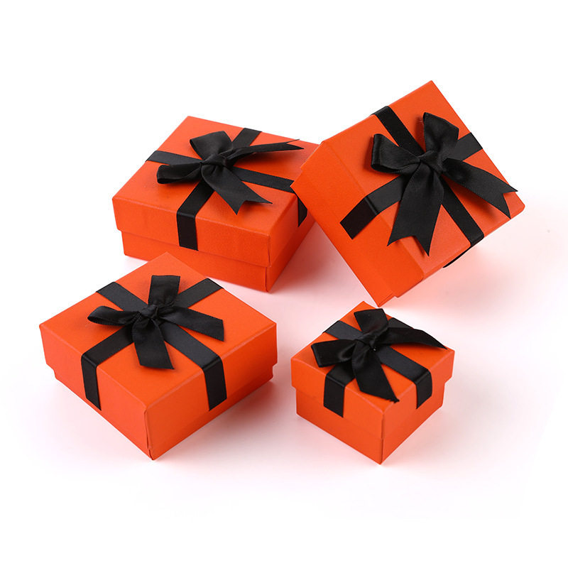Manufacturer's Ready-Made Six-Color Bow Jewelry Box Heaven and Earth Cover Jewelry Packaging Box Necklace Earrings Jewelry Gift Box Wholesale