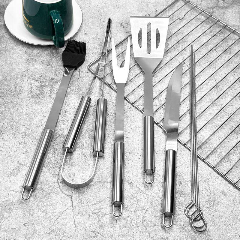 Stainless Steel Handle Grill Set Barbecue Tool Set Bbq Set Outdoor Camping Style Tableware Stainless Steel Set