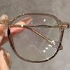 Ultra-Light Large Frame Cold Tea-Colored Prescription Glasses for Women, Available with Prescription Lenses, Natural Look, Slimming Polygonal Eyeglass Frame
