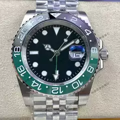 Laojia Greenwich Series Gmt Coke Ring, Leather Egg Ring, Sprite Ring 40mm Automatic Mechanical Men's Watch