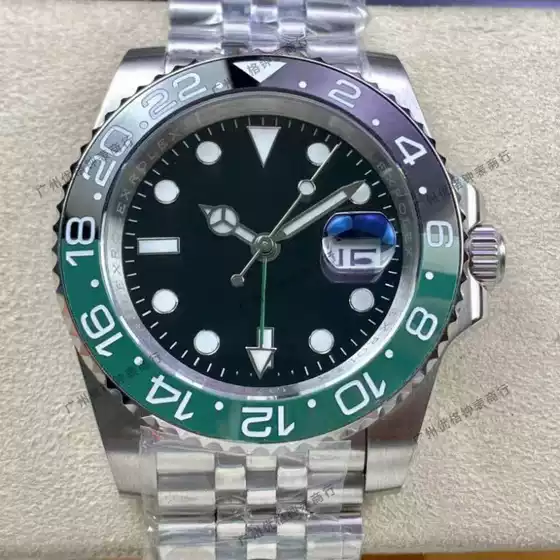 Laojia Greenwich Series Gmt Coke Ring, Leather Egg Ring, Sprite Ring 40mm Automatic Mechanical Men's Watch