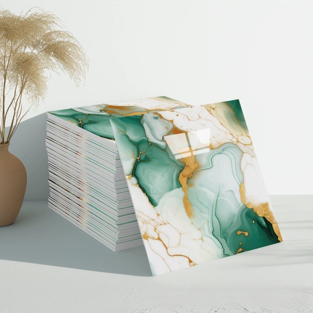 Self-กาวกันน้ำเลียนแบบกระเบื้องสติ๊กเกอร์ติดผนังอลูมิเนียม-พ...