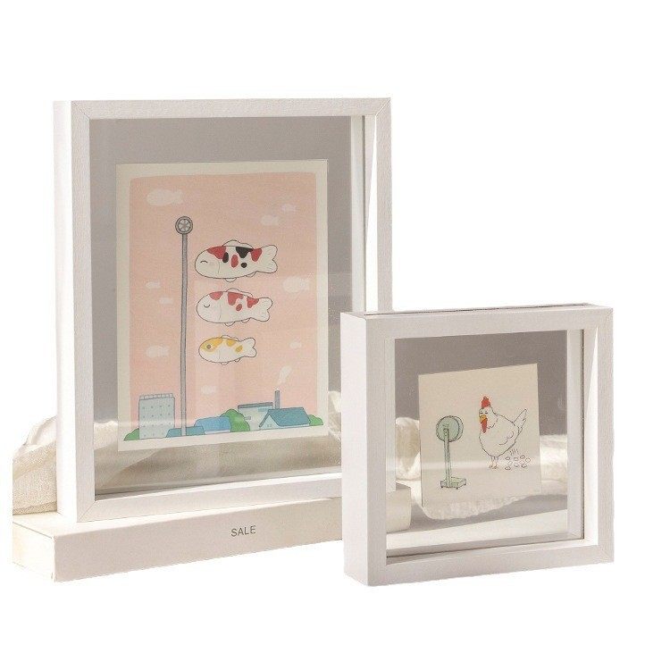 Double-sided Transparent Photo Frame Table 7-inch 6 Calligraphy Framed Ornaments Calligraphy and Painting Real Glass Radio Display Frame A4 Frame