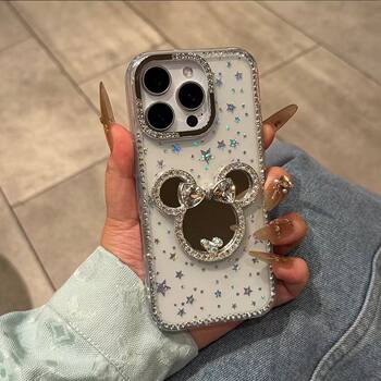 Diamond-Encrusted Glitter Butterfly Case Suitable for Apple 17 Pro Max, iPhone 16, 14 Pro Transparent Case, 13