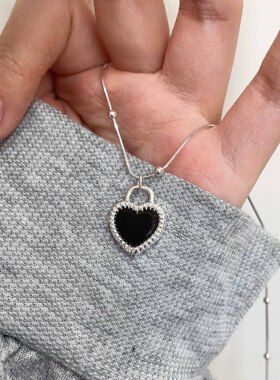 原创设计s925纯银黑玛瑙集合款项链女韩国2024夏季新款级感锁骨链