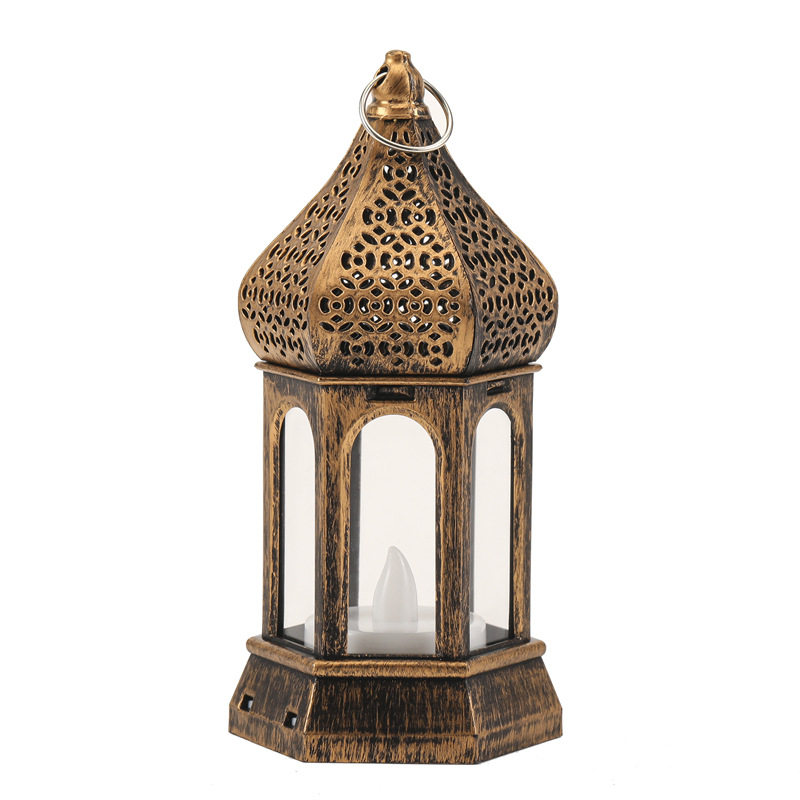 Led Hexagonal Electronic Wind Lamp Christmas Decoration Halloween Gift Middle Eastern Festival Candle Holder Plastic Luminous