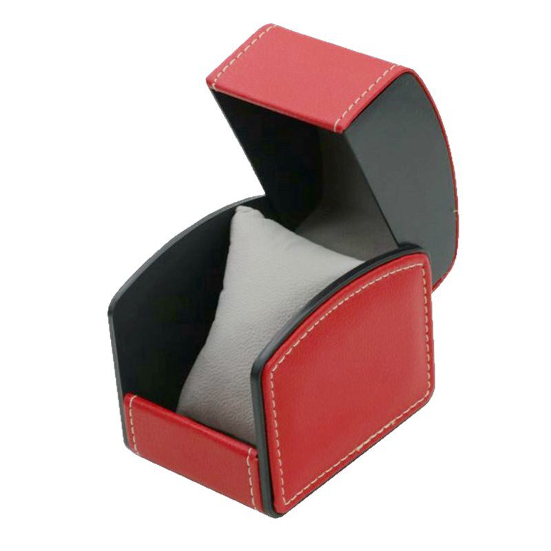 High-End Curved Leather Watch Box, Pebbled Pattern, Pull-String Watch Box, Single Flip-Top Mechanical Watch Packaging, Watch Box Storage