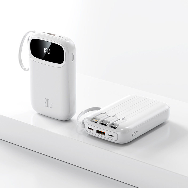 3C Certified 20000Mah Capacity Power Bank, Fast Charging, Mini Portable, Comes with 4 Cables, Mobile Power Supply, Gift Printing