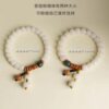 Natural White Jade Bodhi Root Bracelet Girl's Barrel Bead Bodhi Bracelet Single Circle Small Fresh Literary Fan Wen Play Bracelet
