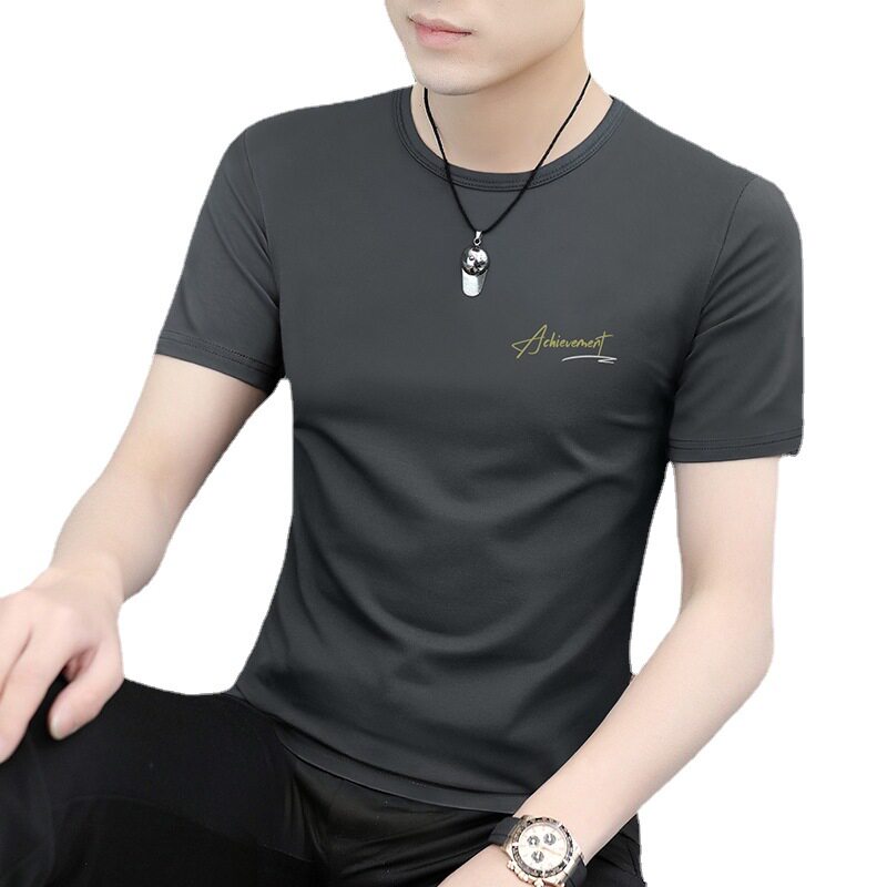 Modal Young Men's Ice Silk Short-Sleeved T-Shirt Summer Trendy Ice-Feel Quick-Drying T-Shirt Tops for Men
