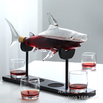 Cross-Border Hot Selling Shark Decanter Decanter Set High Borosilicate Glass Factory Ready Stock Direct Delivery