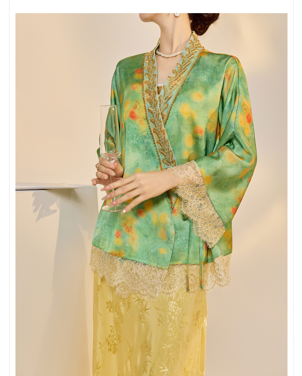 Set áo khoác cardigan thêu hoa kèm đầm hai dây dáng dài nữ — Váy hai dây