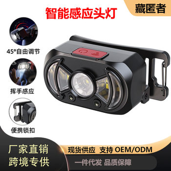 Cross-Border Intelligent Sensor Ultra-Bright Led Headlight USB Charging Waterproof Long-Life Outdoor Portable Head-Mounted Fishing Light