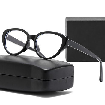 Popular Style Personalized Cat's Eye Anti-Blue Light Glasses Women's Short-Sight Mirror Fashionable Internet Celebrity Plain Black Frame Flat Mirror