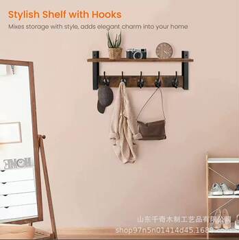 Wooden Wall-Mounted Storage Rack Entrance Key Hanger Bedroom Coat and Hood Storage Rack Bathroom Towel Arrangement Rack