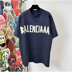High-End Version of Paris Shijia's New Textured Paper Bandage Print Short-Sleeve T-Shirt with Distressed Vintage Look for Men and Women, Yellow Tape Design