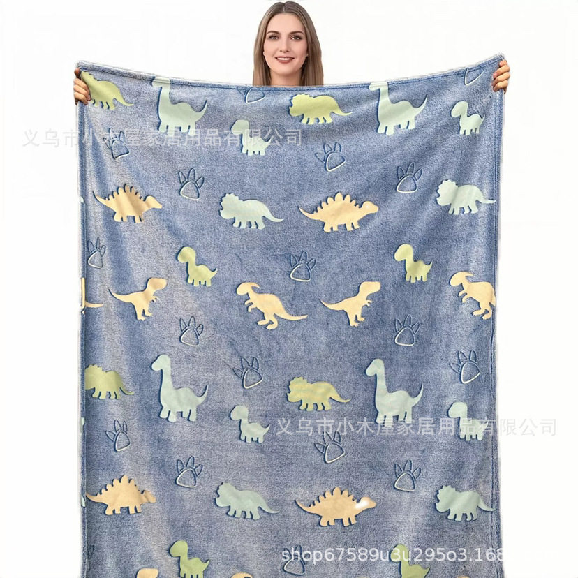 Ready Stock Flannel Blanket Nap Blanket Glow-In-The-Dark Blanket Cartoon Blanket Blanket Halloween Christmas Glow-In-The-Dark Blanket Wholesale