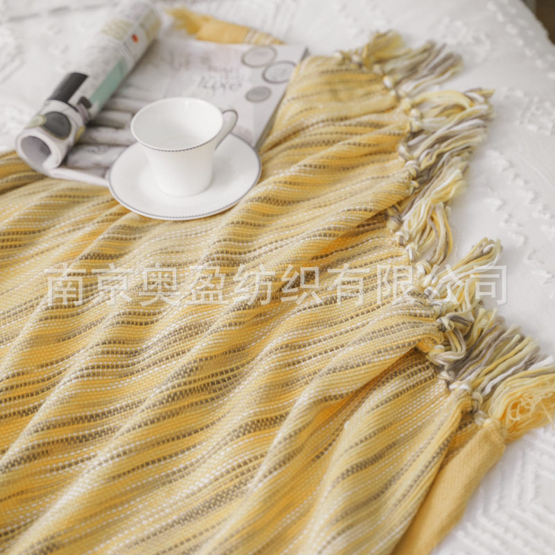 American Country Casual Blanket Knitted Blanket Bedside Towel Tassel Ins Sofa Blanket Living Room Photography Blanket Throw