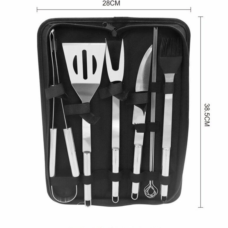 Stainless Steel Handle Grill Set Barbecue Tool Set Bbq Set Outdoor Camping Style Tableware Stainless Steel Set