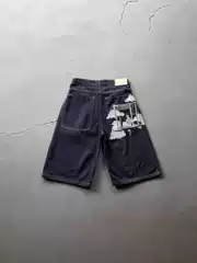 European and American Cross-Border Derschutze Embroidered Denim Shorts for Men, New Summer Style Y2K Street Hip-Hop Trendy Shorts
