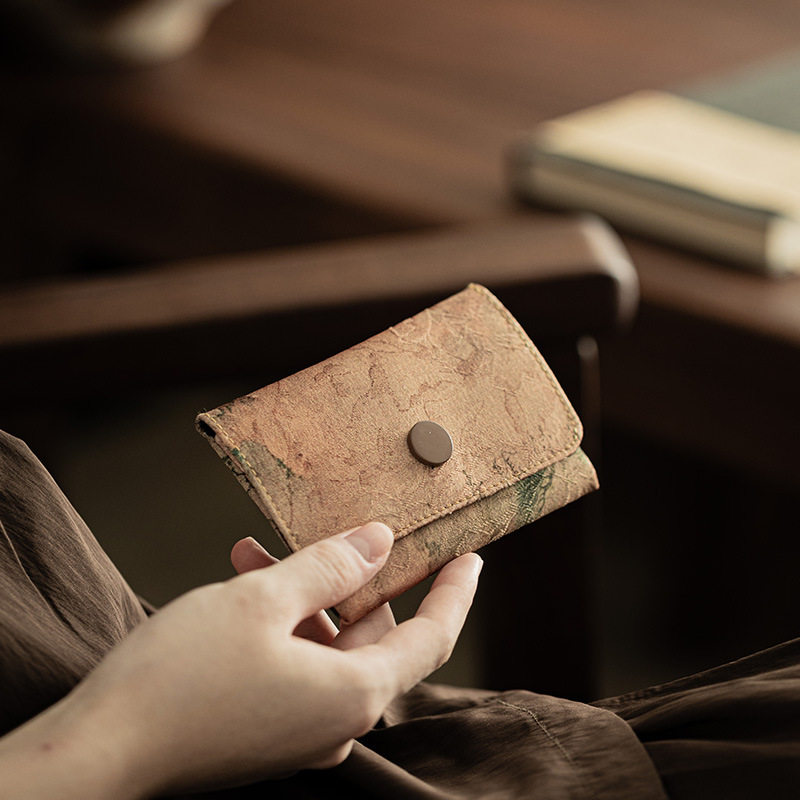 Chinese Style Fabric Tie-Dye Bank Card Holder Id Cosmetics Bag Women's Portable Multi-Card Slot Card Holder Ultra-Thin and Compact