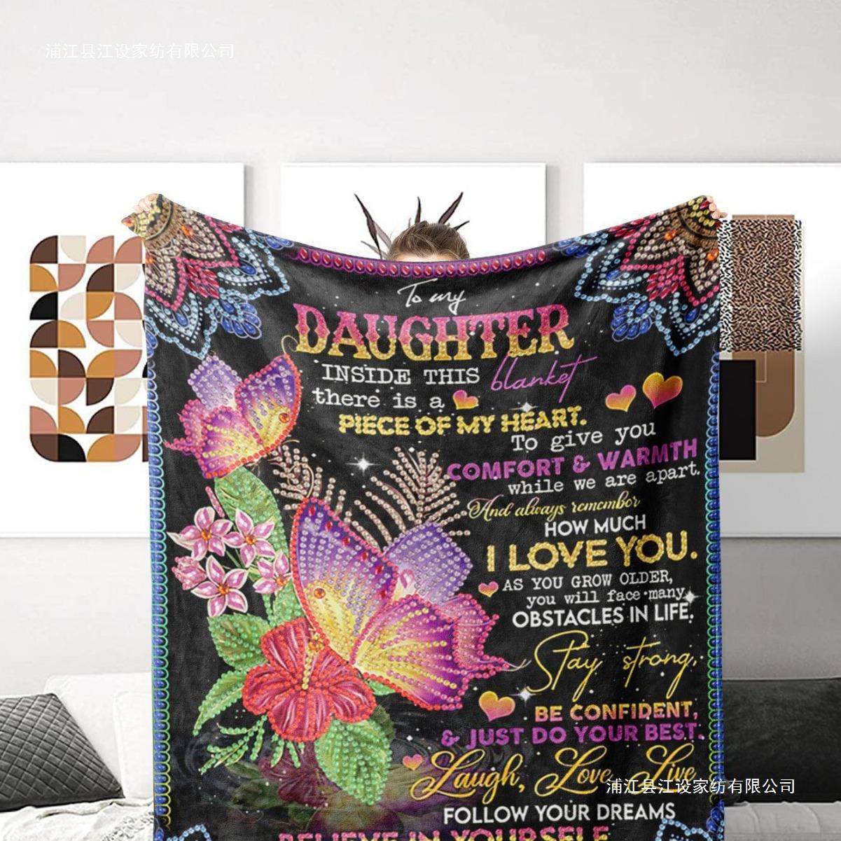 ins Popular Amazon's Popular Mother's Envelope Letter Style Gift Flannel Blanket for Daughter