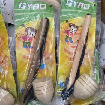 Wooden gyro factory wholesale nostalgic toy whip gyro childhood toy stall wholesale school canteen