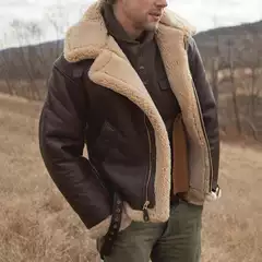 Spot Amazon Independent Station New Product Imitation Leather and Fur All-In-One Men's Jacket Long-Sleeved Artificial Fur Thick