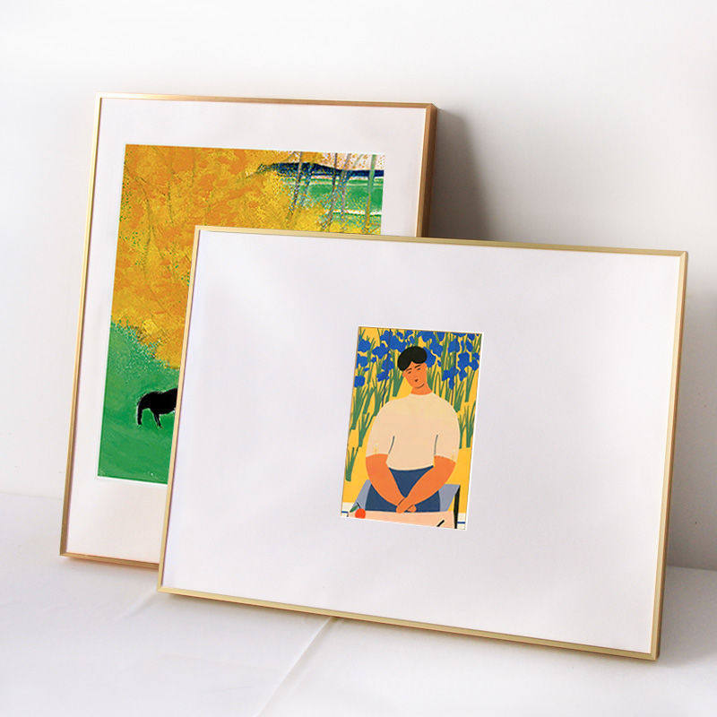 Simple Creative Aluminum Alloy Photo Frame Fixed Any Size Mounted Poster Puzzle Picture Frame Wall Fixed Thin Narrow Side Making