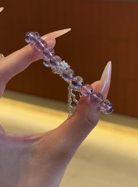 天然紫水晶浅紫色冰种收藏级巴西紫手串上岸转运甜美手链设计百搭